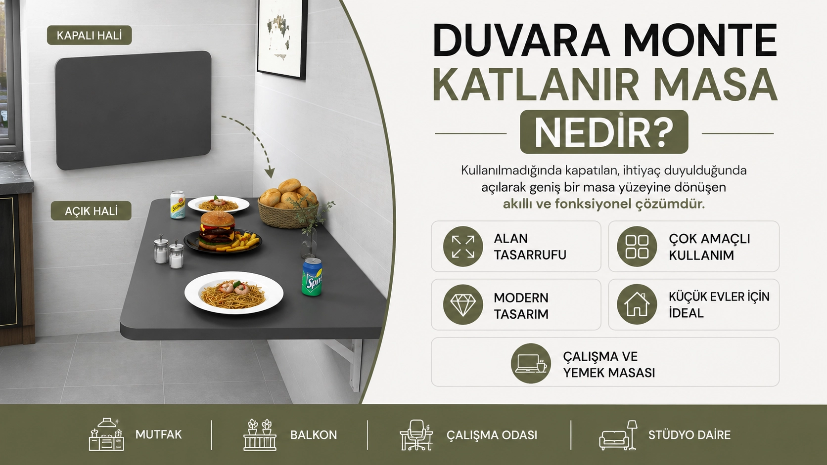 Duvara Monte Katlanır Masa Nedir? Avantajları Nelerdir?
