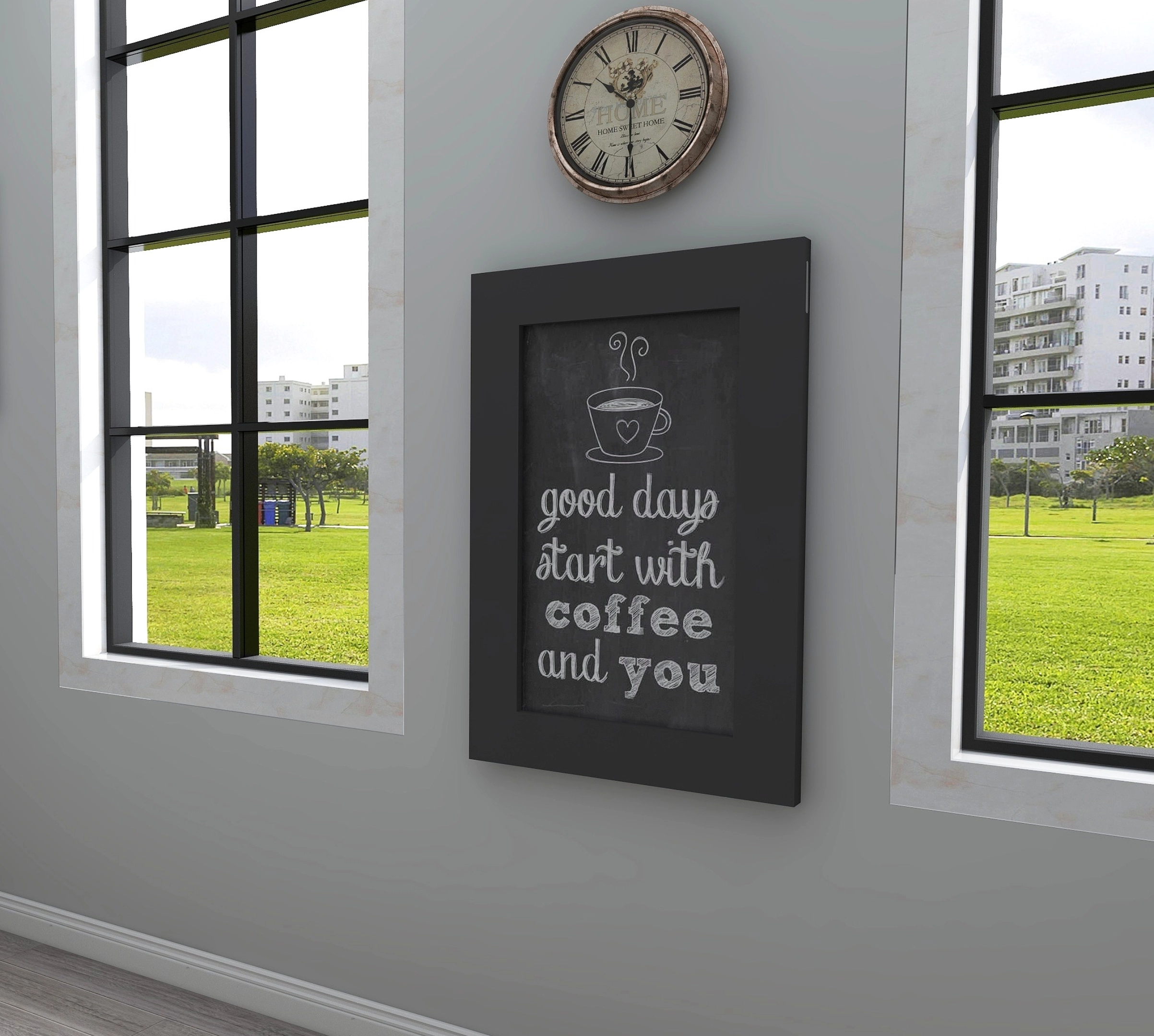 Antrasit Renk Özel Tasarım Oval Köşeli Çerçeveli Tablo Masa Duvara Monte Kırma Katlanır Mutfak Yemek Çalışma Masası