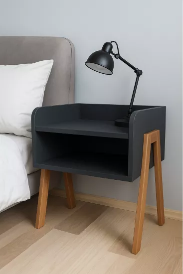 Masif Ahşap Ayaklı MDF Komodin – İskandinav Tarzı  Modern Doğal ve Şık Görünüm