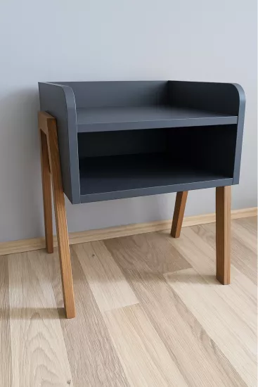 Masif Ahşap Ayaklı MDF Komodin – İskandinav Tarzı  Modern Doğal ve Şık Görünüm