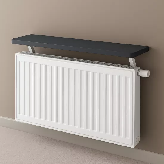 72x15 cm MDF Montajsız Petek Üstü Dekoratif Raf Kalorifer Peteği Üstü Uçan Raf Antrasit Gri