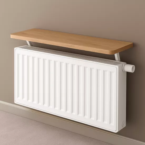 72x15 cm MDF Montajsız Petek Üstü Dekoratif Raf Kalorifer Peteği Üstü Uçan Raf Çam Ahşap Desenli