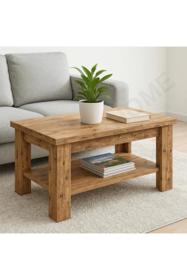 50 x 80 cm Dikdörtgen Raflı Orta Sehpa  Çam Ahşap Renkli
