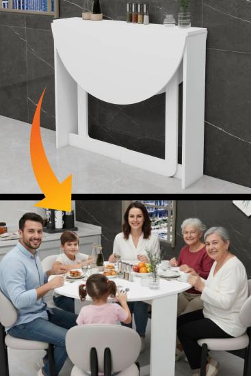 Katlanır Mutfak Masası | 6 Kişilik Açılır Kapanır Masa | Kydonia Home